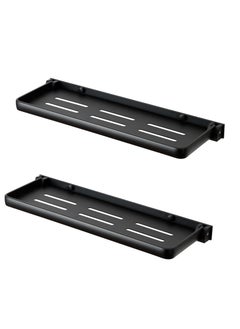 Excefore Bathroom Shower Shelf 2 Pack Folding Metal Shelf For Bathroom Wall Mounted 90° Fold Up And Waterproof Toilet Phone Holder Shelf For Bathroom Kitchen Toilet  - Image 1