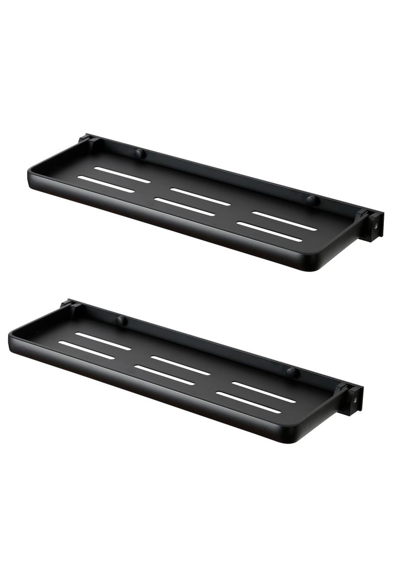Excefore Bathroom Shower Shelf 2 Pack Folding Metal Shelf For Bathroom Wall Mounted 90° Fold Up And Waterproof Toilet Phone Holder Shelf For Bathroom Kitchen Toilet  - Image 1