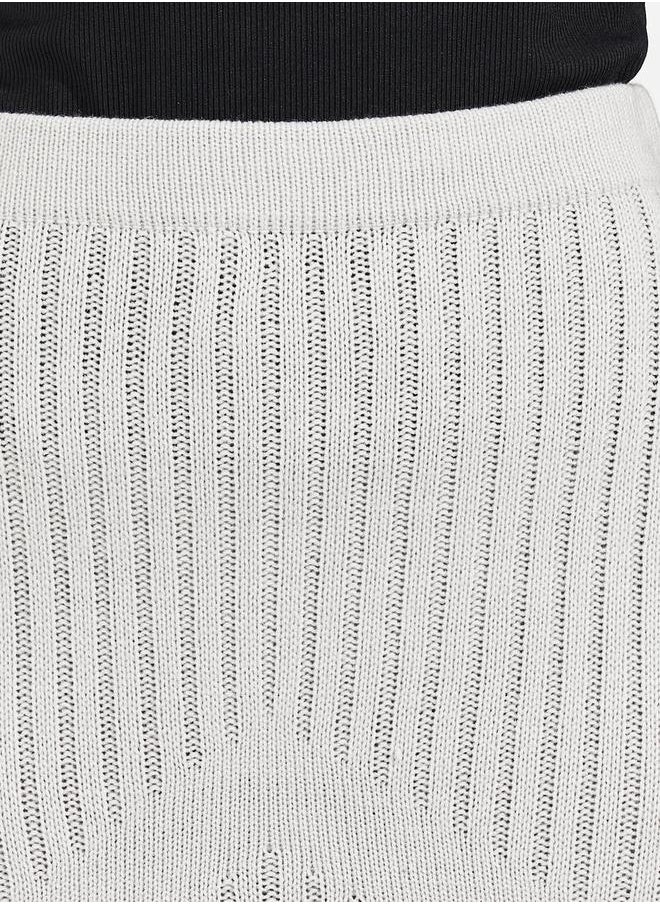 Styli Textured Knit Asymmetric Hem Midi Skirt  - Image 3