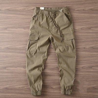 Foreign trade for overalls casual mens pants spring and autumn light breathable light outdoor elastic waist micro-elastic pants Khakis - Image 1
