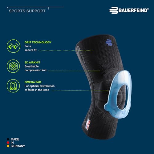 Bauerfeind Sports Knee Support NBA - Officially Licensed Basketball Knee Brace - Relief and Stabilization - Targeted Compression - Lightweight & Durable - Black, Medium - Image 2