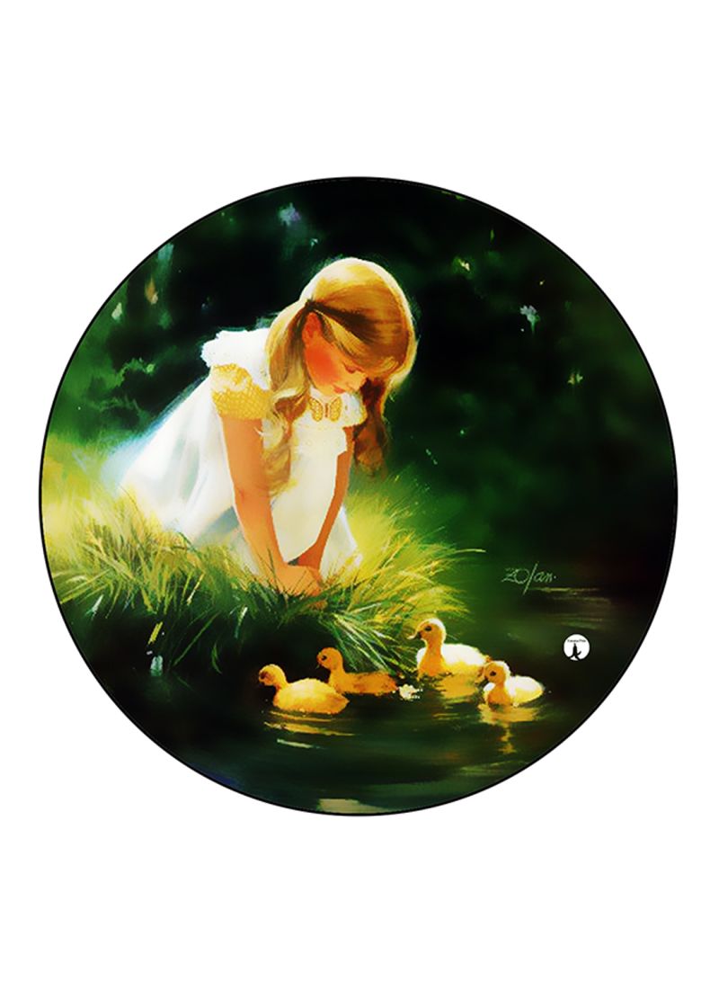 RKN Girl Printed Fridge Magnet Round  Multicolour - Image 1