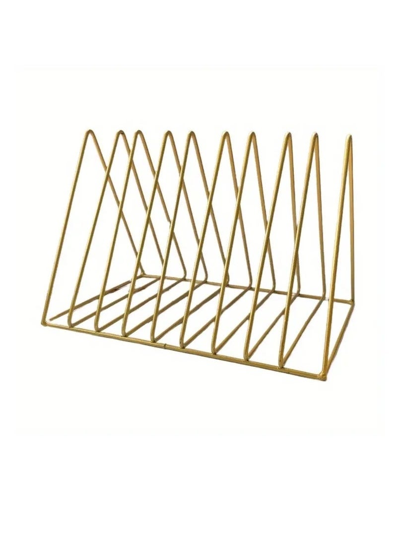 Beauenty - Rack, 9 Slots Metal Magazine Book Photo Album Display Rack, Triangle File Rack And Magazine Rack, Magazine File Storage, Fashion Triangle Desktop File Organizer For Office Home Decor - Image 1