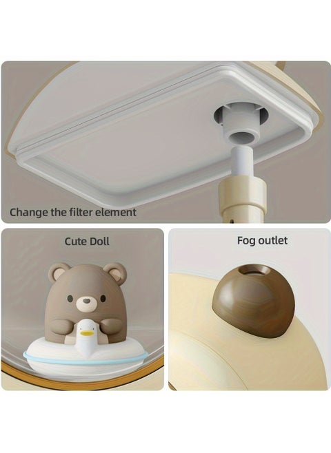 1pc Mini Aromatherapy Humidifier with Night Light, Ultrasonic Mist, 300ml/h Low Noise, Key Control, Water Level Indicator, USB/Battery Powered (1800mAh, No Plug Included), Rechargeable Lithium Battery, Up to 10sqm Room Capacity, Desk Top Ultrasonic Portable Humidifier with Auto Shut-Off Feature