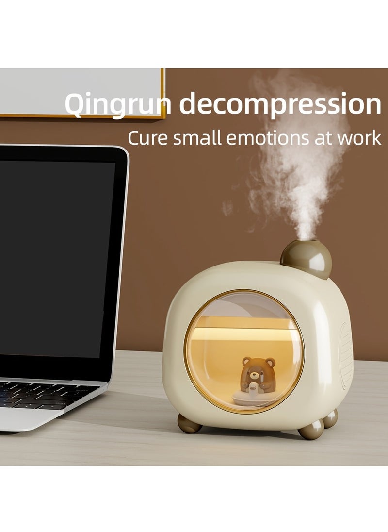 Generic - 1pc Mini Aromatherapy Humidifier with Night Light, Ultrasonic Mist, 300ml/h Low Noise, Key Control, Water Level Indicator, USB/Battery Powered (1800mAh, No Plug Included), Rechargeable Lithium Battery, Up to 10sqm Room Capacity, Desk Top Ultrasonic Portable Humidifier with Auto Shut-Off Feature - Image 1