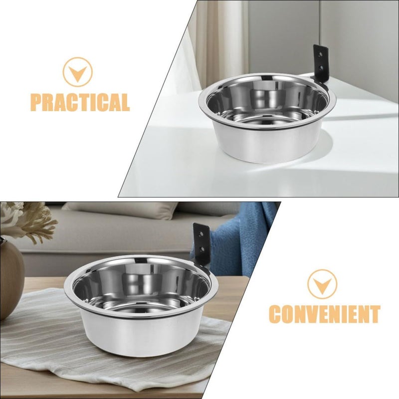 Wall Mounted Raised Dog Bowl Set 2pc Elevated Pet Food Water Feeder Space Saving Large Puppy Gray - Image 4