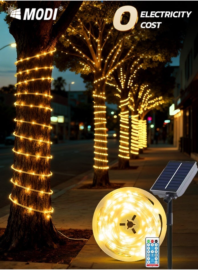 MODI Solar LED String Lights 24V 7W Warm White | 8 Lighting Modes with Remote Control & Timer | USB & Solar Dual Power | Waterproof Outdoor Decorative Lights for Garden, Patio, Yard, Christmas - Image 1