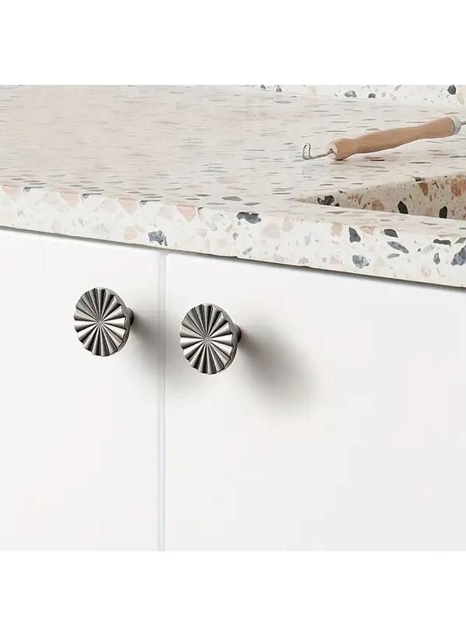 Antique Silver Cabinet Knob 38mm Round Vintage Design 2 Pack Drawer Pull Screws Included - Image 2