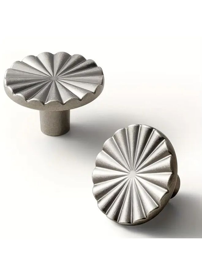 Antique Silver Cabinet Knob 38mm Round Vintage Design 2 Pack Drawer Pull Screws Included - Image 1