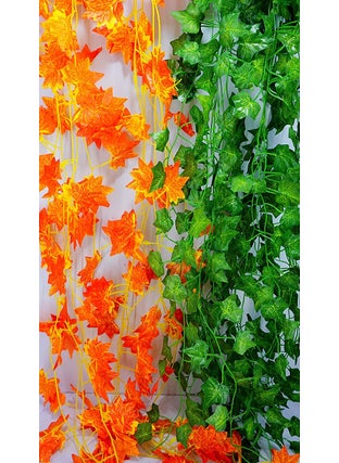 Diktmark Diktmark Artificial Trailing Leaf Ferns Garland Creeper Bail Length 6 to 7 Feet Approx Pack of 6 3 Orange 3 Green 