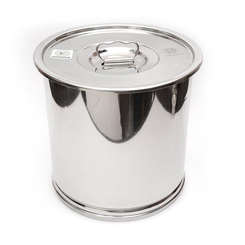coconut Stainless Steel Food Storage Drum with Lid | Steel Tanki | Steel Dabba for storing Grain, Rice, Flour Container 15 kg - Image 1