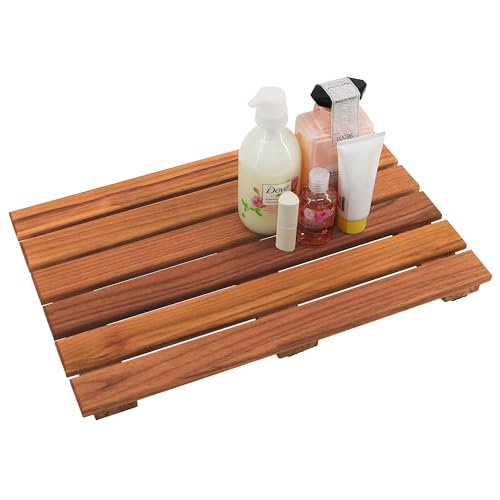 VaeFae Teak Shower Mat, Non-Slip Bath Mat, Luxury Spa Mat, Wooden Mat for Bathtub, 20 x 13 in - Image 1