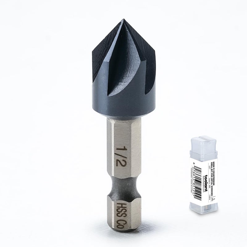Toolant 1/2"" Noir-Ti Cobalt Countersink Drill Bit(Pro), Titanium Aluminum Nitride Coated With Quick Change Hex Shank - Image 1