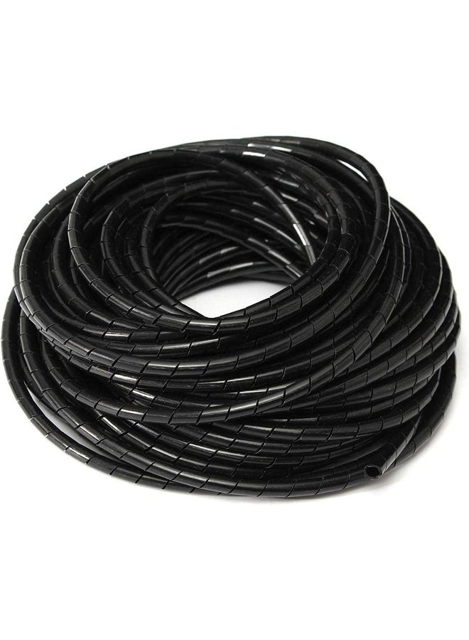 Poaker Spiral Wire Cable Wrap Protective Cable Cover And Tidy Sleeve For Pc Tv Home And Office Cables Spiral Wrapping Band Organizer Black 8Mm - Image 1