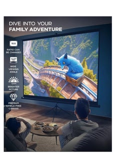 CityRiya-Long Projector Screen with Stand,120 Inch Portable Indoor Outdoor Projection Screen 16:9 Hd 4K Wrinkle-Free Outdoor Movies Screen Carrying Bag for Home Backyard Theater  - Image 3