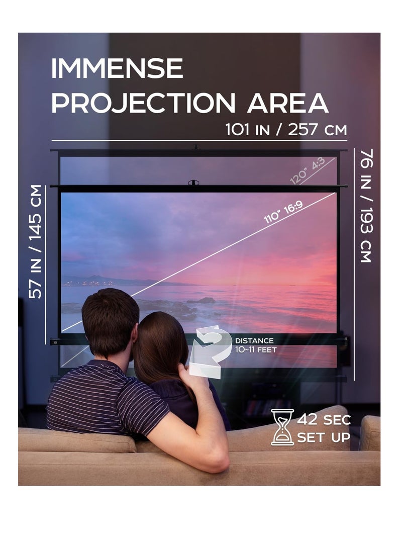 CityRiya-Long Projector Screen with Stand,120 Inch Portable Indoor Outdoor Projection Screen 16:9 Hd 4K Wrinkle-Free Outdoor Movies Screen Carrying Bag for Home Backyard Theater  - Image 5