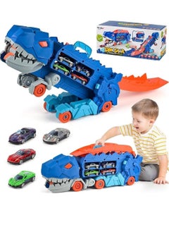 Generic Dinosaur Truck Toy Cars for Toddlers 3 4 5 6 Years Old Boys,with Foldable Sliding 25-Inch Race Track,Transformable Into Standing T-Rex,Toddler Car Toys Set for Kids Boys Girls(8 Cars 