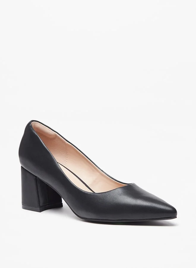 Celeste Women's Solid Slip-On Pumps with Block Heels