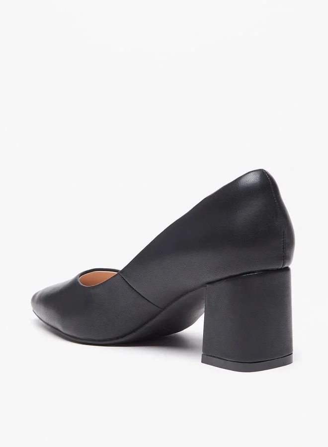 Celeste Women's Solid Slip-On Pumps with Block Heels