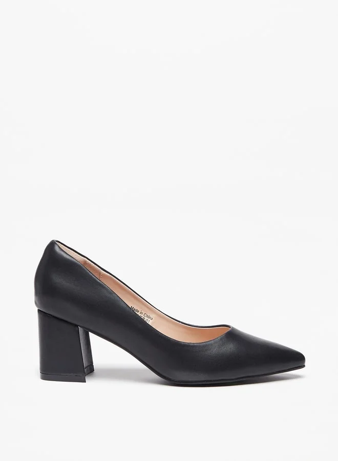 Celeste Women's Solid Slip-On Pumps with Block Heels