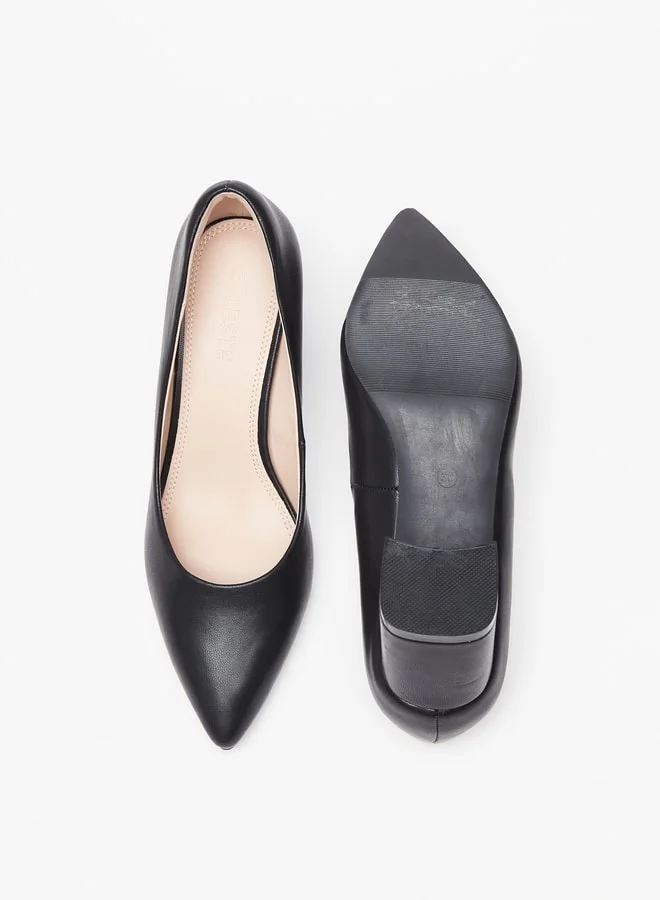 Celeste Women's Solid Slip-On Pumps with Block Heels