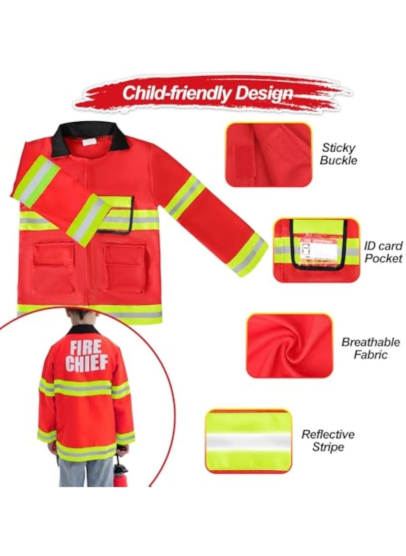 YelaJoy - 7-piece Kids Firefighter Costume, Toddler Fireman Dress up, Fire Pretend Chief Outfit, 100*140cm - Image 1