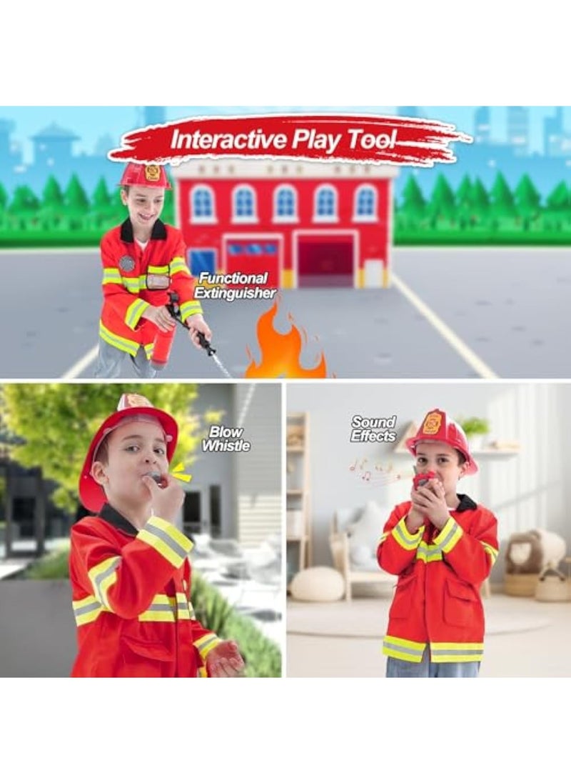 YelaJoy - 7-piece Kids Firefighter Costume, Toddler Fireman Dress up, Fire Pretend Chief Outfit, 100*140cm - Image 1