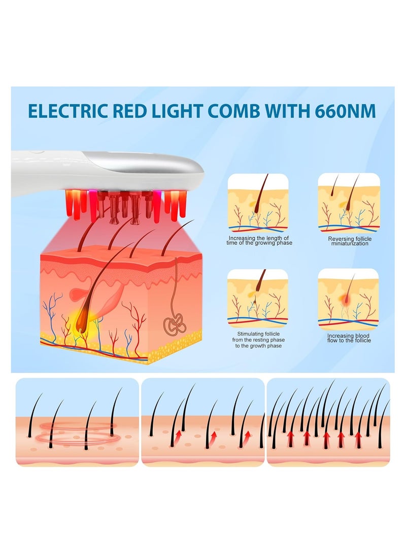 Suntown 3-in-1 Scalp Massager Comb with Red Light, Handheld Head Scratcher Brush, Removable Soft Rubber Applicator for Easy Cleaning, Ideal for Men and Women. - Image 4