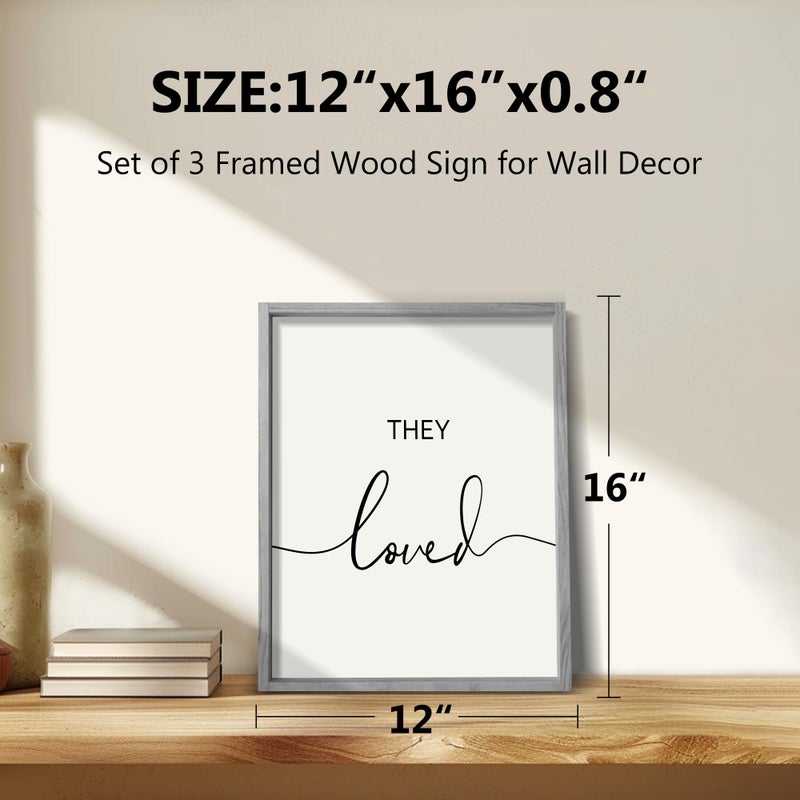 Houmury Framed Set of 3 And So Together They Built A Life They Loved Above Bed Wall Decor Wall Art for Farmhouse Home Bedroom Kitchen Living Room Wood Signs (Gray,12"x16") - Image 4