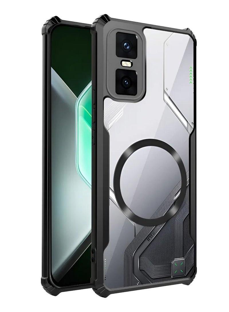 Techie Infinix GT 30 Pro 5G Case - TPU Bumper Cover with Camera Protection Anti-Yellowing Clear Back Shockproof Airbag Corners & Magnetic Metal Ring Support – Clear Black - Image 1