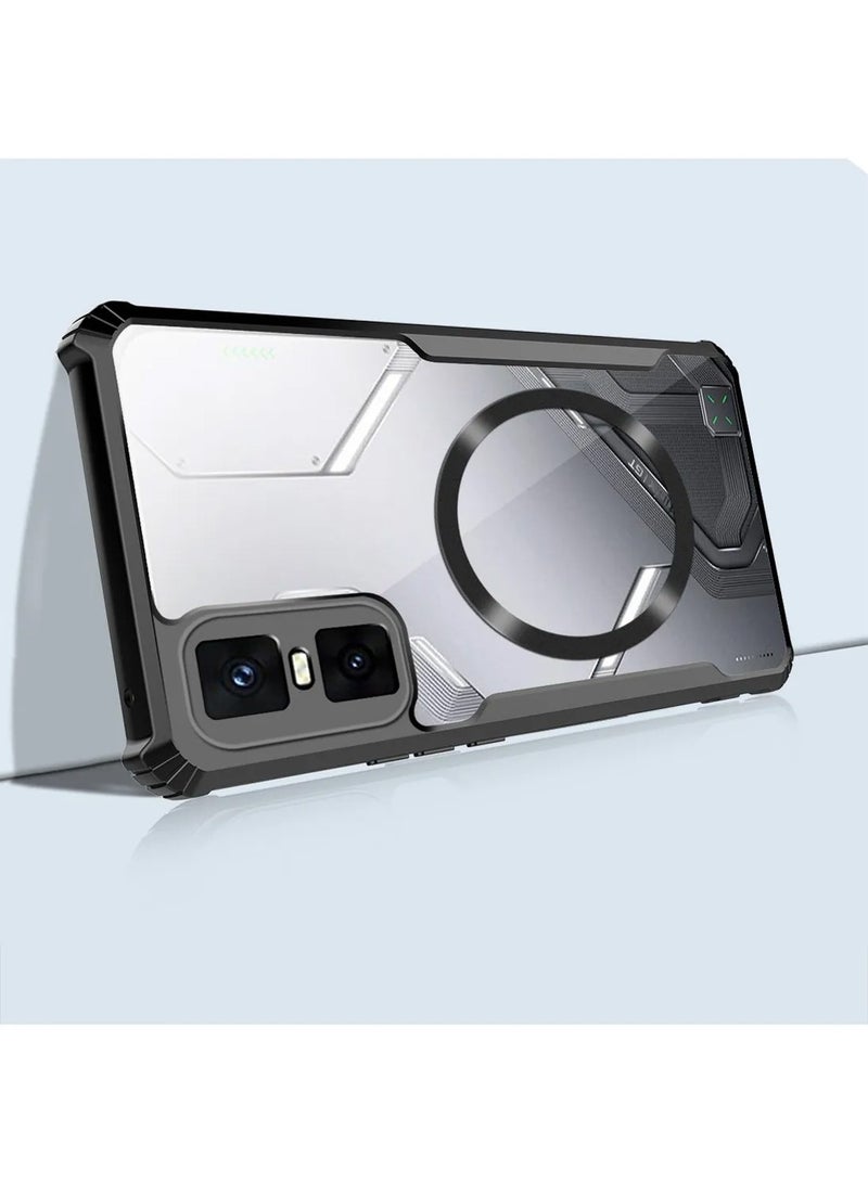 Techie Infinix GT 30 Pro 5G Case - TPU Bumper Cover with Camera Protection Anti-Yellowing Clear Back Shockproof Airbag Corners & Magnetic Metal Ring Support – Clear Black - Image 4