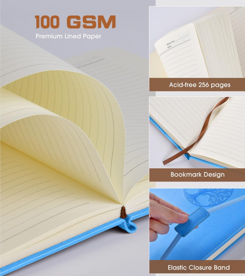 Biuwory Lined Journal Notebook for Women Men,256 Pages A4 Large Hardcover Leather Journals for Writing,Travel,Business,Work,School,College Ruled Notebooks for Note Taking, Diary Notepad 8.6"Ã—11" - Image 4