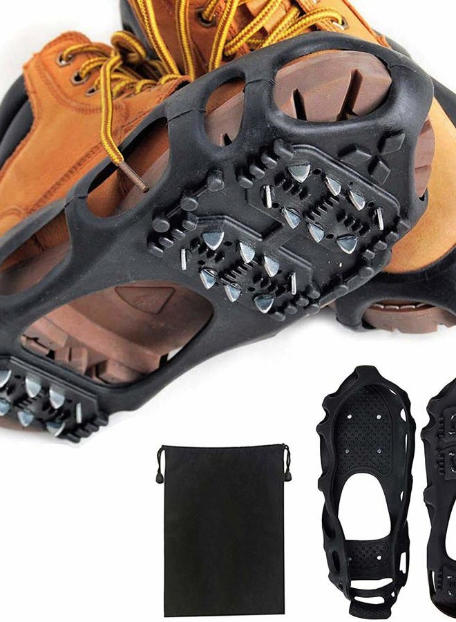 Shaddock Fishing Ice Snow Traction Cleats Crampons Anti-Slip Snow Shoes Cleats Walking on Snow and Ice Winter Walking Boots Cleats for Men Women Hiking, Jogging (24 Steel Crampons,Szie M) - Image 1
