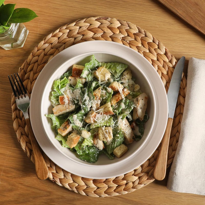 Gibson Home Candy Skies 12 Piece Unbreakable Wheat Straw Melamine Plates and Bowls Dinnerware Set  Outdoor Camping  Everyday Use  Matte ExteriorShiny Interior Taupe Cream - Image 3