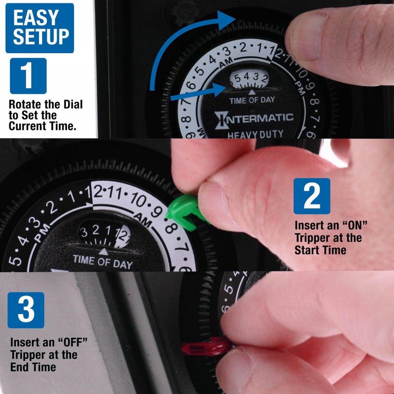 Intermatic HB11K Heavy-Duty Outdoor Plug-in Timer â€“ 2 ON/2 Off Settings, 30-Min Minimum Intervals, Weatherproof Flip Cover, 15A/1800W, 1 HP Rated, 13" Cord â€“ Ideal for Pool Pumps, Lights, Decorations - Image 5