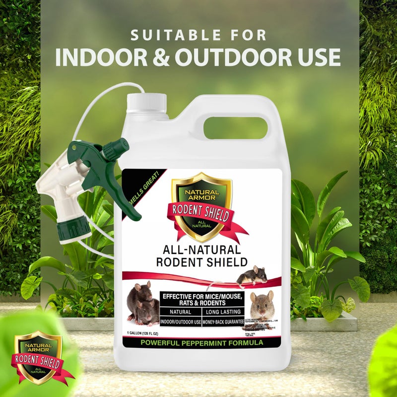 Natural Armor Peppermint Repellent for Mice/Mouse, Rats & Rodents. Natural Spray for Indoor & Outdoor Use. Natural Armor Rodent Shield. 128 OZ Gallon - Image 3