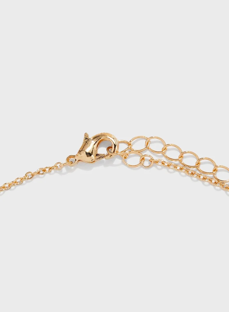 FOREVER 21 Gold Tone Charms Necklace