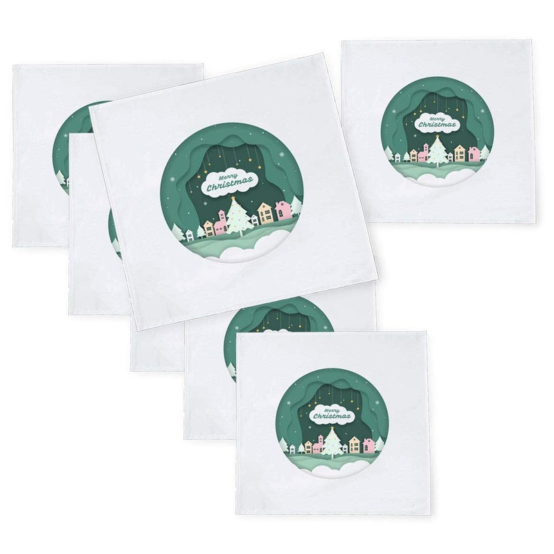 Khakee 6 Pcs Christmas Theme Tafta Silk Table Napkins 10x 10 for Xmas Decoration Christmas OrnamentsChristmas Gift npxmas098P - Image 1