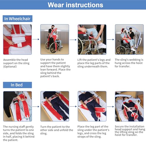 EZ Assistive حزام رفع المرضى EZ المساعد للاستخدام المهني، حزام نظافة طبية، حزام نقل مساعد للمرضى لكبار السن للاستحمام، رفع المرضى للاستخدام المنزلي، 500 رطل (حزام متوسط ودعم رأس) - Image 3