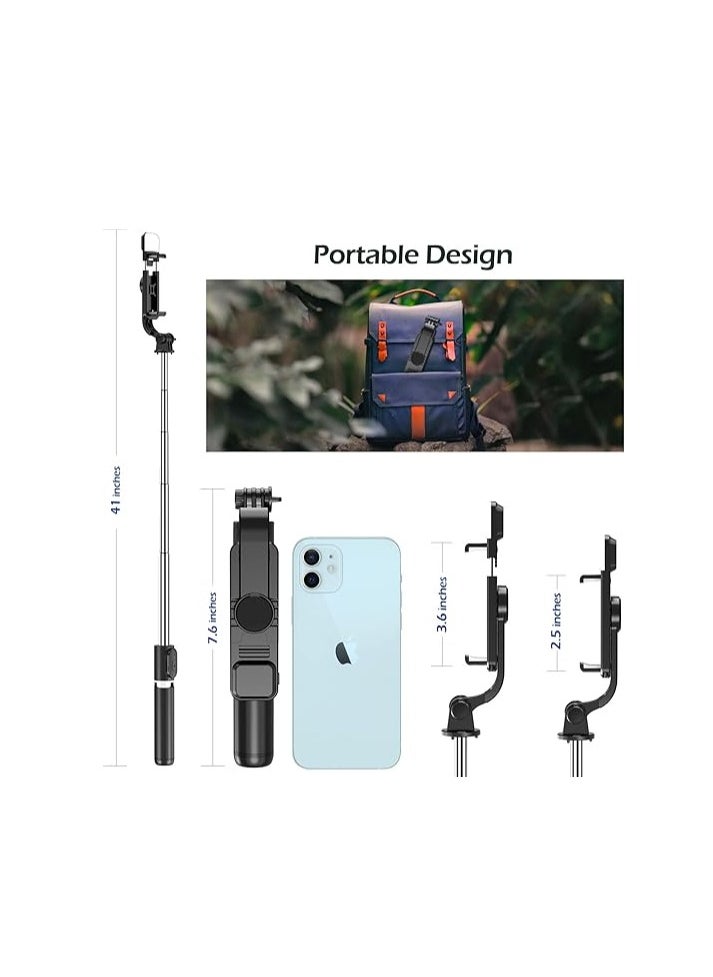 New - Handheld Selfie Stick Tripod Holder Bluetooth Wireless Light Compatible with iPhone Samsung and Many Smart Devices - Image 1