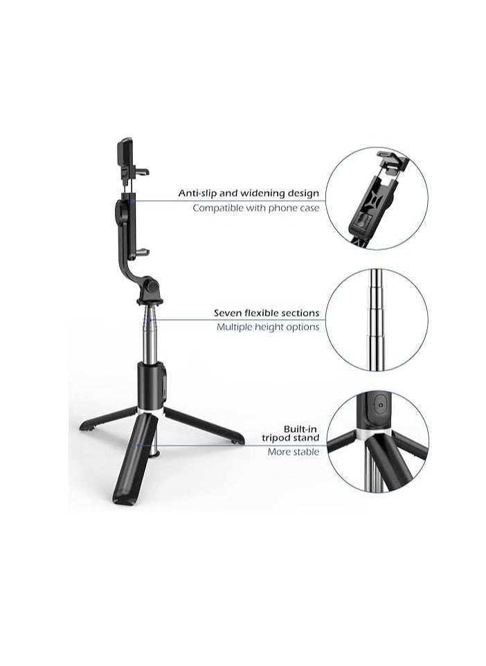 New - Handheld Selfie Stick Tripod Holder Bluetooth Wireless Light Compatible with iPhone Samsung and Many Smart Devices - Image 1