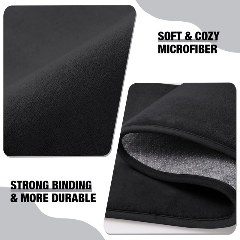 PAGGED Black Memory Foam Bath Runner Mat Long Narrow Bathroom Rug Microfiber Bathroom Carpet Non Slip Soft Absorbent Washable Bathrug,16" x 47" - Image 2