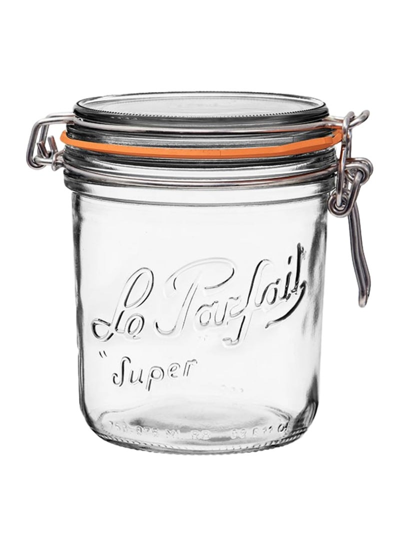 Le Parfait Le Parfait Super Terrine  750ml French Glass Canning Jar wStraight Body Airtight Rubber Seal  Glass Lid 24ozPint  Half Single Jar 