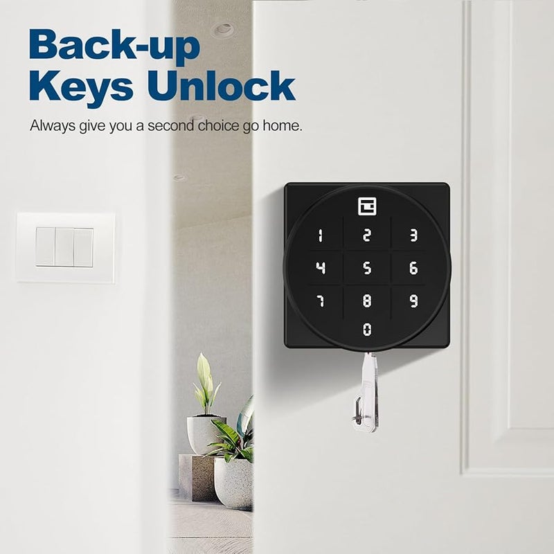 GeekTale Keypad Door Lock Electronic Digital Code Smart Door Knob with Key Black - Image 4