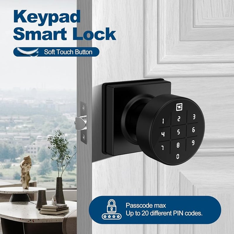 GeekTale Keypad Door Lock Electronic Digital Code Smart Door Knob with Key Black - Image 3