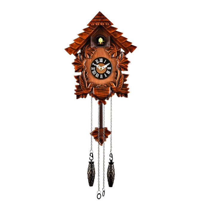 TRADITIONAL CUCKOO WALL QUARTZ CLOCK BY WIDDOP BINGHAMBROWN28 CM