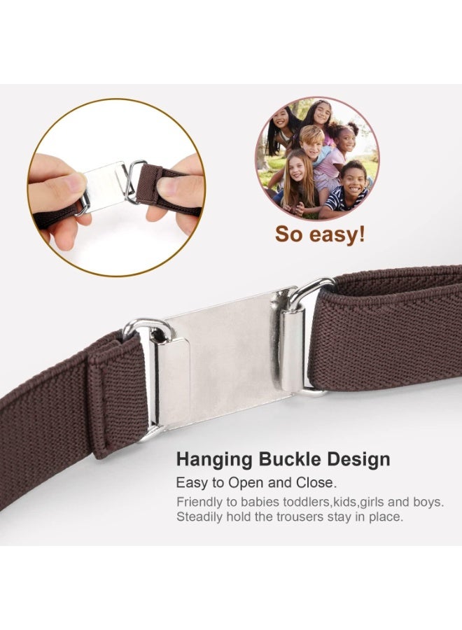 NajmStyle 3 PCS Kids Toddler Elastic Buckle Belts,Adjustable Children Stretch Belt with Silver Square Buckle Stylish Women Men Waist Belt Jeans Pants Skirts Elastic Belts for Boy Girl-Black+Brown+Blue - Image 4