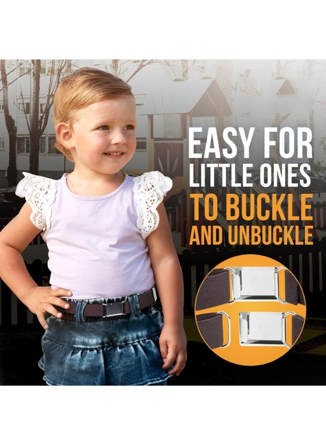 NajmStyle 3 PCS Kids Toddler Elastic Buckle Belts,Adjustable Children Stretch Belt with Silver Square Buckle Stylish Women Men Waist Belt Jeans Pants Skirts Elastic Belts for Boy Girl-Black+Brown+Blue - Image 5