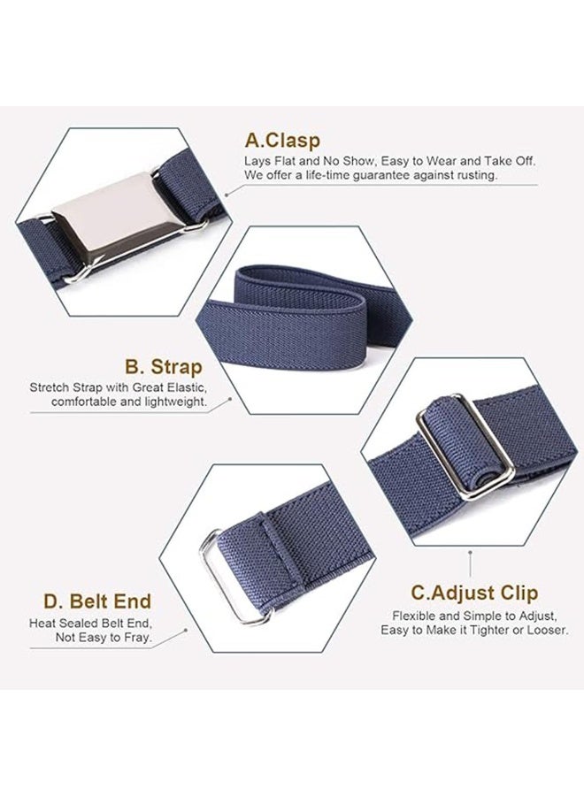 NajmStyle 3 PCS Kids Toddler Elastic Buckle Belts,Adjustable Children Stretch Belt with Silver Square Buckle Stylish Women Men Waist Belt Jeans Pants Skirts Elastic Belts for Boy Girl-Black+Brown+Blue - Image 3