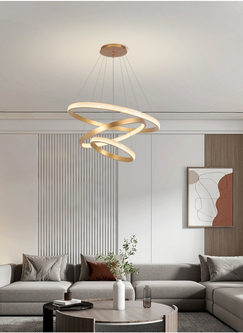 YATAI LIGHTING - LED Chandelier Living Room,Remote Control Large Dia 80cm 3-Ring Gold Modern Chandelier Light, Acrylic Adjustable Color Temperature Chandelier 3 Ring Lamp(210W,80 * 60 * 40cm) - Image 1